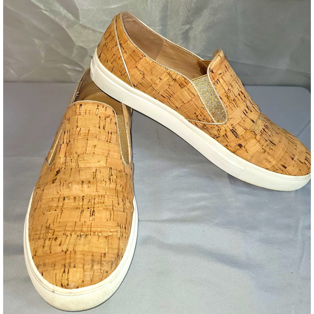 Elaine Turner Men's Cork Slip-On Casual Sneakers Tan Gold White US 9.5